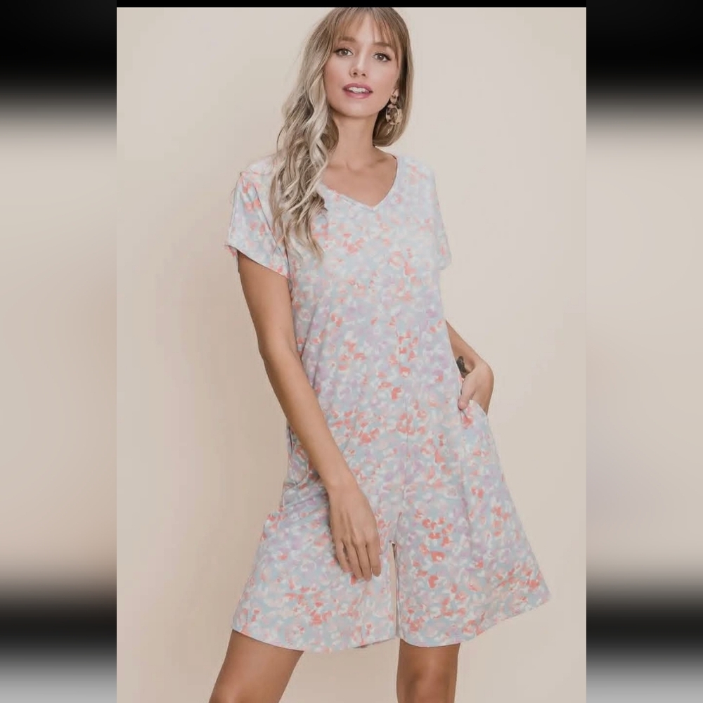 Bombom Floral Print V-Neck Romper